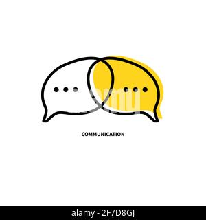 Two brains and comment bubbles. Communication icon. Empathy and negotiation logo. Support concept Stock Vector