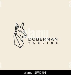 Black and white line art of Doberman Pinscher dog head Good use for ...