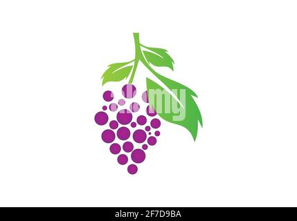 Grapes Vector Logo Icon template isolated. Nature Grapes Line Logotype Stock Vector