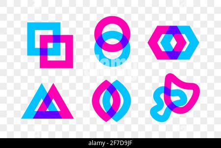 Set of abstract geometric flat shapes isolated. Logo or icon elements. Vector illustration Stock Vector