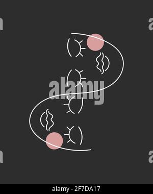 Poster with two female faces. Abstract hand drawn fashion background Stock Vector