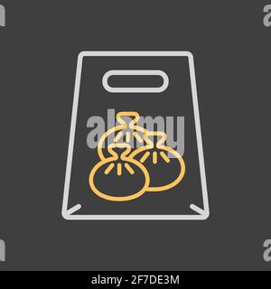 Fast food delivery take away paper bag vector icon. Khinkali symbol. Delivery sign. Graph symbol for cooking web site and apps design, logo, app, UI Stock Vector