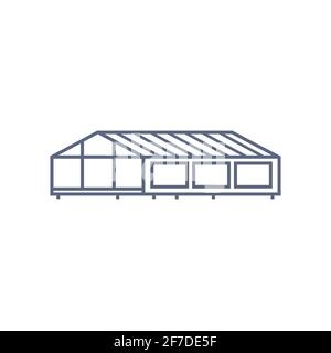 Greenhouse line icon - village house or greenhouse in linear style on white background. Vector illustration Stock Vector