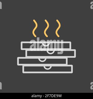 Stock vector icon of four boxes for pizza. Delivery sign. Graph symbol for cooking web site and apps design, logo, app, UI Stock Vector