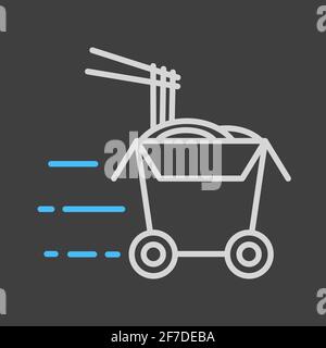 Wheeled wok box vector icon. Delivery sign. Graph symbol for cooking web site and apps design, logo, app, UI Stock Vector