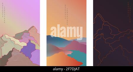 Set of creative abstract mountain. Stock Vector