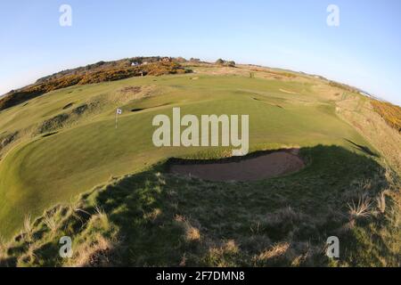 Signature hole, The Postage Stamp, the 8th, at Royal Troon Golf Club ...