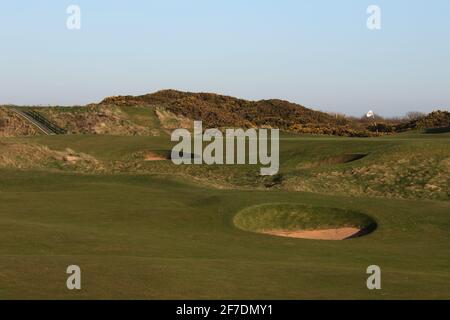 Signature hole, The Postage Stamp, the 8th, at Royal Troon Golf Club ...