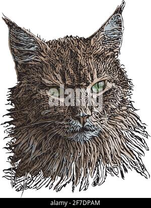 cat head vector illustration on white background Stock Vector
