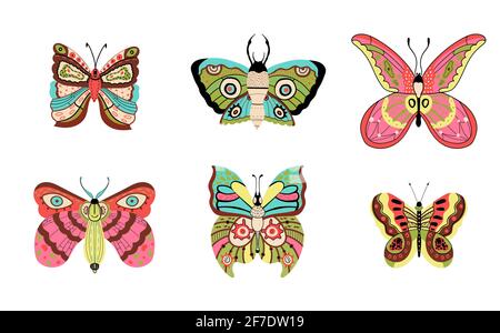 Set of Fantastic Tropical Butterfly Insects vector Stock Vector