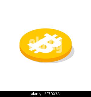 Bitcoin cryptocurrency flat coin. Blockchain bitcoin BTC sign logotype for web Vector EPS 10 Stock Vector