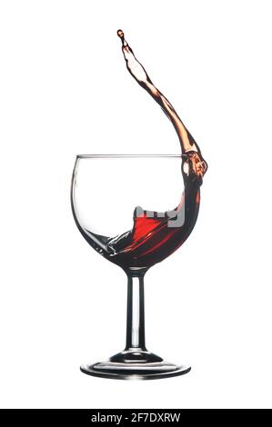 Red wine splash, isolated on white. Stock Photo