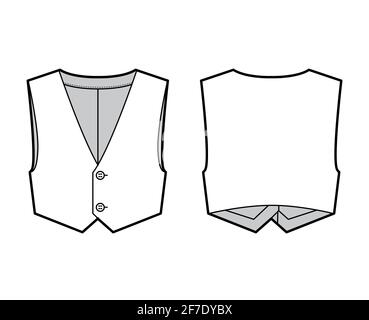 Short vest waistcoat technical fashion illustration with sleeveless ...