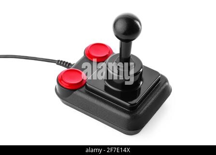 Retro joystick from 8-bit consoles. Game controller isolated on white background Stock Photo