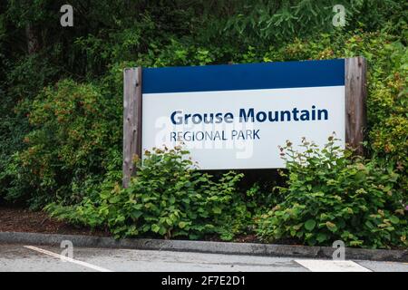Sign of Welcome to Grouse Mountain. Grouse Mountain Regional Park