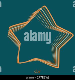 Abstract outline star from thin contour lines on a sherpa blue background. Vector Stock Vector