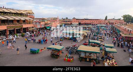 Jemaa el-Fnaa is a square and marketplace in Marrakech's medina (old town), Morocco Stock Photo