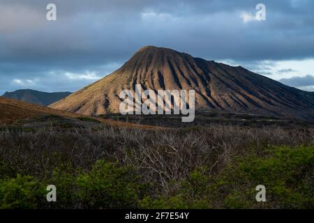 Majestic view of a mountain in a vast mountain range in Hawaii Stock Photo