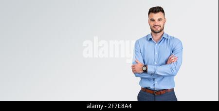 Businessman, professional, studio shot with copy space background Stock Photo