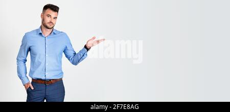 Businessman, professional, studio shot with copy space background Stock Photo