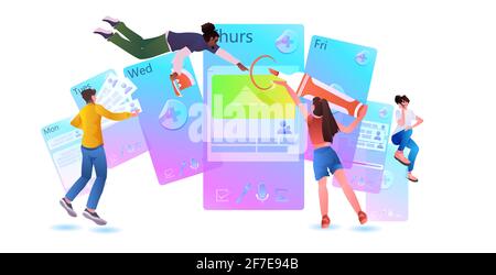 developers team creating website ui interface web application development program software optimization Stock Vector