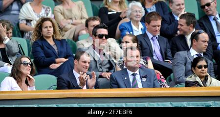WIMBLEDON 2011. 2nd Day. MEMBERS OF THE ENGLAND CRICKET TEAM IN THE ROYAL BOX ON CENTRE COURT. 21/6/2011. PICTURE DAVID ASHDOWN Stock Photo