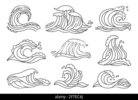 Vector illustration of detailed oriental japanese style ocean water wave,  Stock Vector, Vector And Low Budget Royalty Free Image. Pic. ESY-056292229  | agefotostock