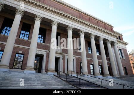 The Harry Elkins Widener Memorial Library aka Widener Library in Harvard Yard.Harvard University.Cambridge.Massachusetts.USA Stock Photo