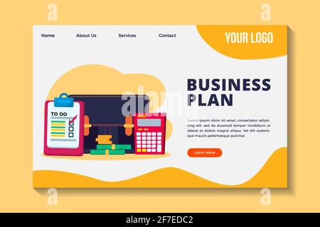business plan concept  landing page template vector illustration Stock Vector