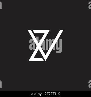 letter zv simple linked geometry fashion logo vector Stock Vector