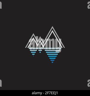 mountain gradient geometric lake sea symbol vector Stock Vector