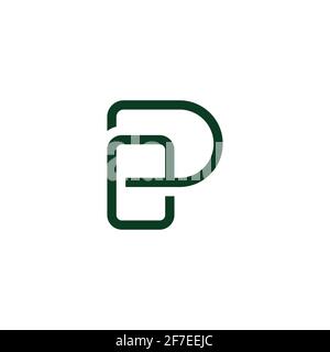 letter pe simple linked line flat geometric symbol vector Stock Vector