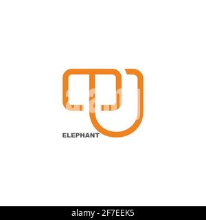 letter mj simple elephant shape symbol geometric vector Stock Vector