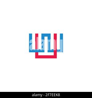 abstract letter wu linked colorful geometric logo vector Stock Vector