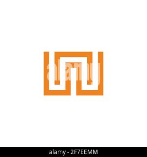 letter nw square geometric maze line logo vector Stock Vector
