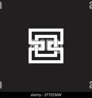 square linked maze ring geometric logo vector Stock Vector