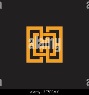 letter ho simple linked square geometric logo vector Stock Vector