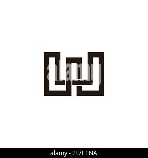 letter wu simple 3d infinity link line logo vector Stock Vector