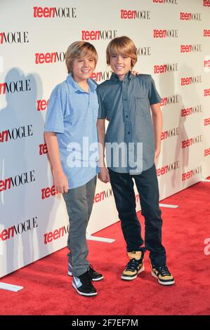 Actor's Cole Sprouse and Dylan Sprouse attends arrivals for the 6th annual Teen Vogue Young Hollywood Party at Los Angeles County Museum of Art on September 18, 2008 in Los Angeles, California. Credtit: Jared Milgrim Stock Photo