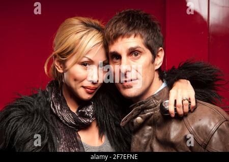 (L-R) Portrait of Etty Lau Farrell and singer Perry Farrell at club LAX on January 16, 2007 in Los Angeles, California. Stock Photo