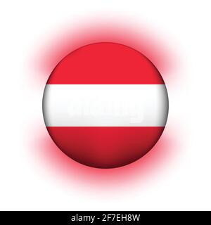 Glass light ball with flag of Austria. Round sphere, template icon. Austrian national symbol. Glossy realistic ball, 3D abstract vector illustration Stock Vector