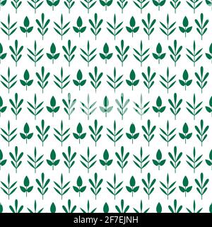Seamless ornament with green rosemary, thyme and basil twigs, shoots or sprigs on white background. eco, agriculture, nature, ecology, healthy, organi Stock Vector
