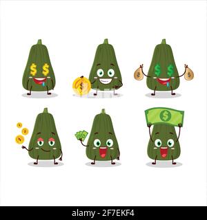 Squash cartoon character with cute emoticon bring money. Vector illustration Stock Vector