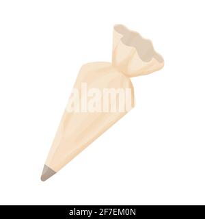 Pastry Bag icing, baking process in cartoon flat style isolated on white background. Kitchen equipment, utensil. For cake decoration, cream preparation. Vector illustration Stock Vector