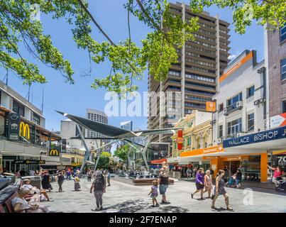 Queen Street Mall, popular pedestrian shopping mall in the centre of Brisbane, Queensland, Australia Stock Photo