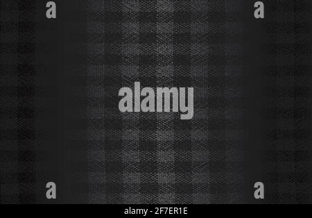 Luxury black metal gradient background with distressed fabric, textile, tartan texture. Vector illustration Stock Vector