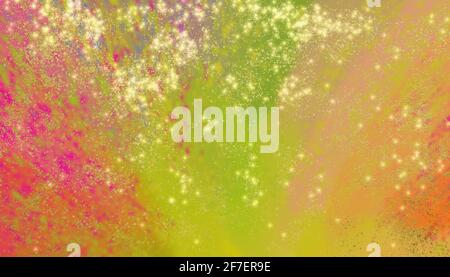 Abstract orange blurred background with golden sparks. Stock Photo