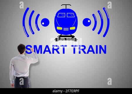 Smart train concept drawn by a businessman Stock Photo