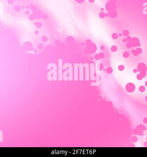 Beautiful bright background with Bath pink foam and empty place for your text. Shampoo bubbles texture. Sparkling pink shampoo and bath lather. Vector Stock Vector