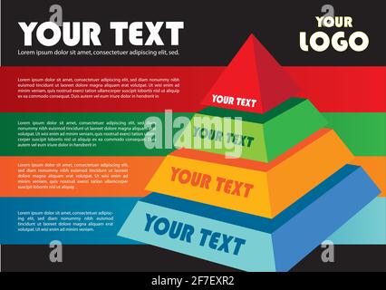 Pyramid diagram with layout and area for own copy. Stock Vector